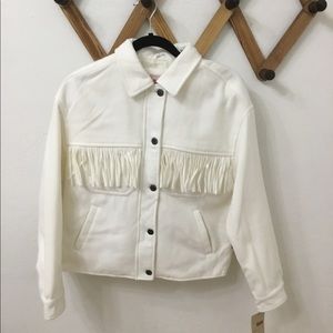 Levi Strauss White Fringed Polyester Jacket